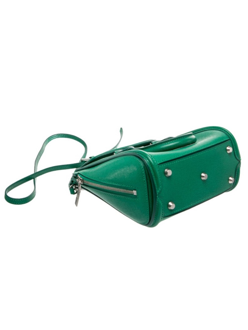 SOLD LIVE Alexander McQueen Green Structured Leather Top-Handle Crossbody Bag - Picture 3 of 4